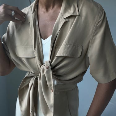 vintage endless oversized pure silk camp collar minimal blouse 