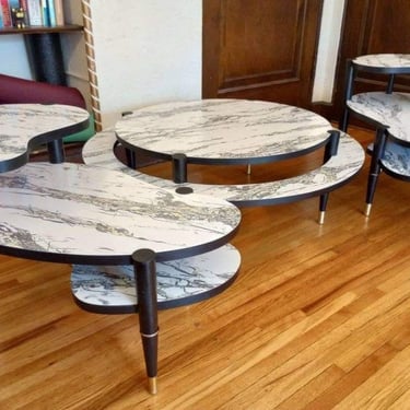 Pair of MCM  Atomic End Tables, 1950's Table, Vintage  Biomorphic 3 Tier Atomic End Tables , Home Decor  End Tables  ***Rare Find****, 