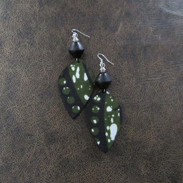 African print Ankara green fabric earrings 