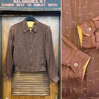 Vintage 1950’s Size L Atomic Fleck Reversible Gabardine Rockabilly Jacket, 50’s Zipper Jacket, Vintage Clothing 