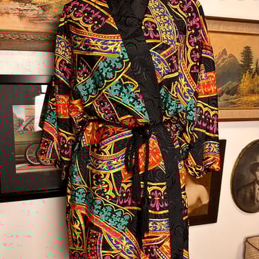 Vintage 1990s Royalty Print Kimono Style Robe 