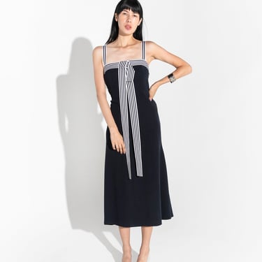 LELA ROSE Black Striped Ribbon Dress (Sz. 8)