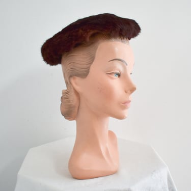 1950s Dark Fur Small Platter Hat 