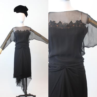 1940s HOWARD GREER chiffon dramatic TRAIN dress small | new fall 