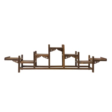 Brown Wood Bridge Step Shape Table Top Curio Display Easel Stand ws2857E 