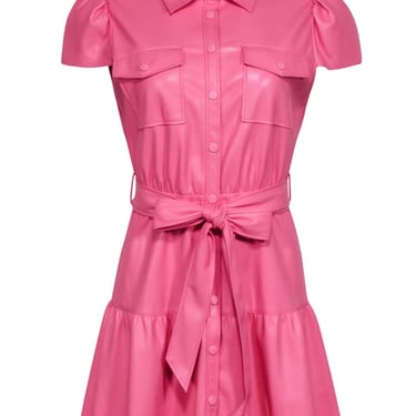 Alice &amp; Olivia - Bubble Gum Pink Faux Leather Dress Sz 6