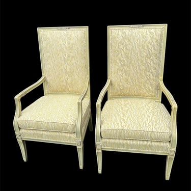 Beautiful pair of vintage neoclassical arm chairs with all new foam and upholstery 