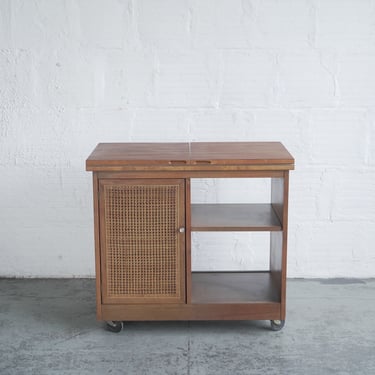Folding Bar Cabinet with Caning