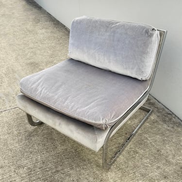 Bernhardt Chrome and Velvet Chair