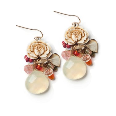Elements Jill Schwartz - Rustic White Rose Earrings