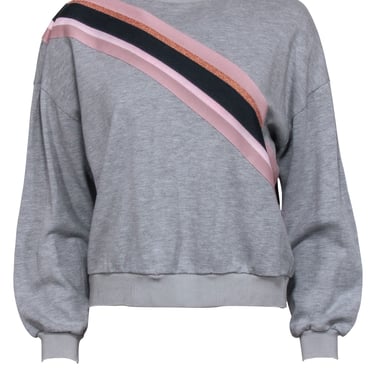 Ted Baker – Grey w/ Pink Stripes Crew Neck Sweater Sz 2