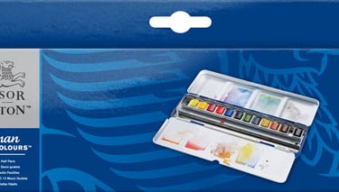 WINSOR & NEWTON COTMAN WATER COLOUR 1/2 PAN BLUE BOX SET