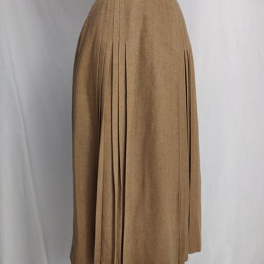 Vintage 80s Pendleton Brown Wool Skirt // High Waisted Pleated Secretary Skirt 