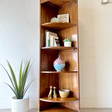 Vintage Campaign Style Curio Corner Bookshelf