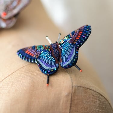 Red Spotted Purple Butterfly Embroidered Pin