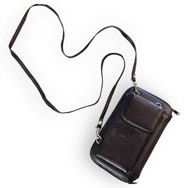 Crossbody clutch black wallet with strap vintage mini purse 80s 90s 