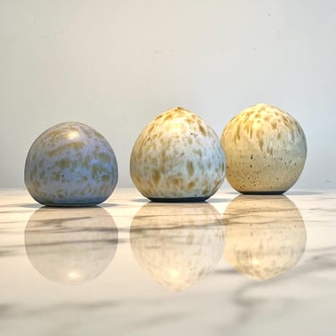 Set of 3 handthrown ceramic pod sculptures with matte glaze signed “Williams” 