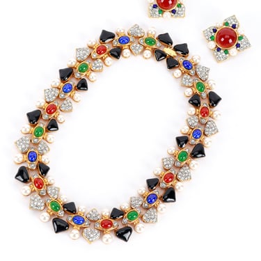 Multi-stone Collar Necklace & Earring Set