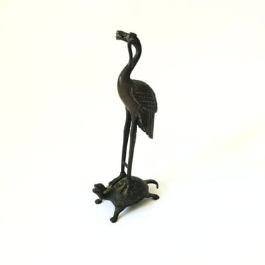 Bronze Crane on Tortoise 