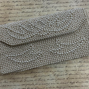 1950s pearl evening bag vintage beaded clutch purse 