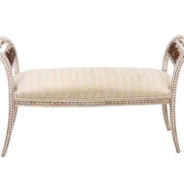 Scrolled Arm Upholstered Bench
