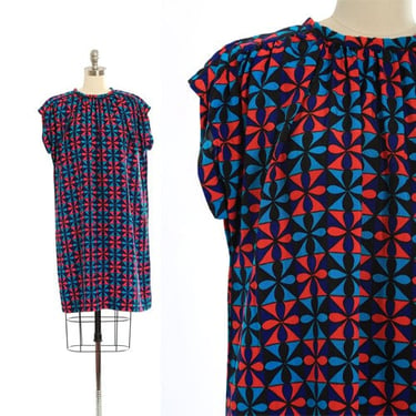 Vintage 60s MOD Silk geometric flower dress 