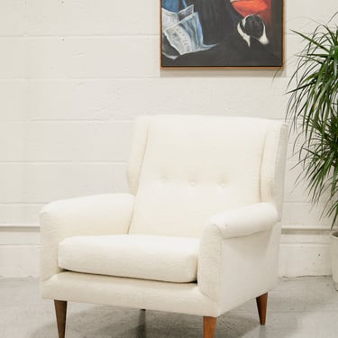 Vintage Wingback Chair in Boucle