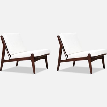 Danish Modern Sculptural Slipper Lounge Chairs by Ib Kofod-Larsen for Selig