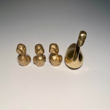 Vintage Solid Brass Ducks Figurines, Set of 4 
