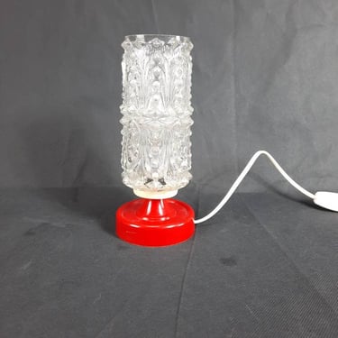 Desk Lamp, Table Lamp, Vintage Table Lamp, Glass Lamp, Vintage Lighting, Home Decor, Red Lamp, Mid Century 