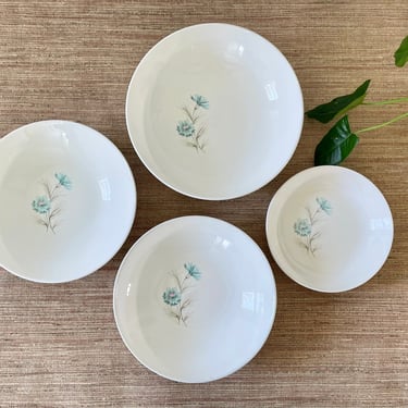 Vintage Taylor Smith & Taylor Ever Yours Boutonniere Bowls - Large Serving Bowl, Vegetable Bowls, Small Bowl - Aqua Blue-Cottage Shabby Chic 