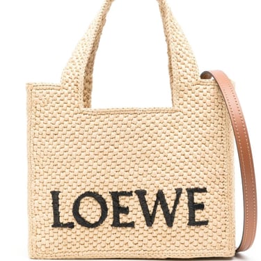 Loewe Women Mini Loewe Font Tote In Raffia