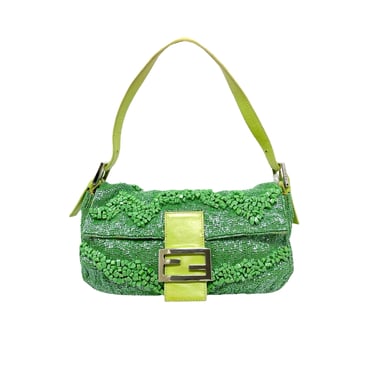Fendi Green Beaded Rock Baguette Bag