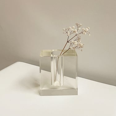 Clear Glass Block Vase