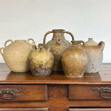 Antique French Stoneware Water & Oil Jugs 