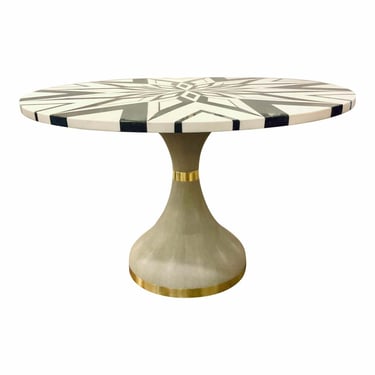 Made Goods Modern Black and White Geometric Marble Elis Dining Table