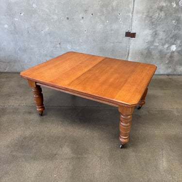 Antique Oak Dining Table With Three Leaves