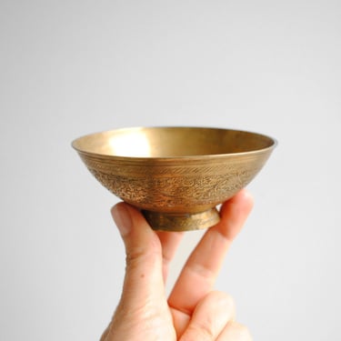 Vintage Hand Etched Brass Bowl from India, Small Brass Bowl 