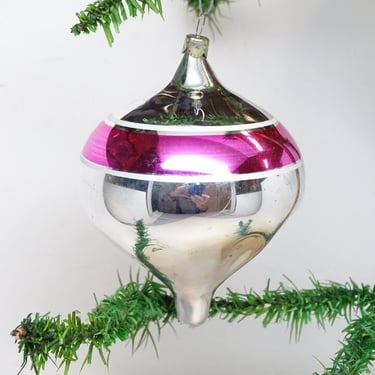 Large Vintage 1950's Mercury Glass Christmas Ornament, Antique Retro Holiday Decor 