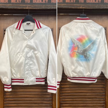 Vintage 1970’s Pegasus Rainbow Nylon Windbreaker Glam New Wave Jacket, 70’s Snap Button Jacket, Vintage Clothing 