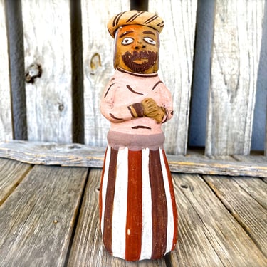 VINTAGE: Authentic PERUVIAN Handmade Clay Pottery - Man Figurine - SKU 