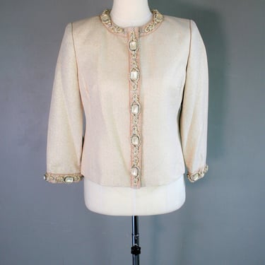 MAGASCHONI - Champagne Gold - Bejeweled - Women's Blazer - Marked size 4 - New With Tags 