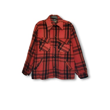 1950s Vintage WOOLRICH Flannel Coat, Wool Jacket, Unisex Red Black Plaid Shacket, Lumberjack, Outdoor, Gorpcore, Cabincore, Vintage Clothing 