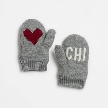 Chi Love Grey Toddler Knit Mittens