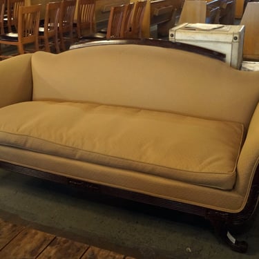Golden Rod Antique Couch w Wood Accents