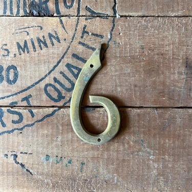 Vintage 4” Brass Home Address Number ‘6’ or ‘9’ 