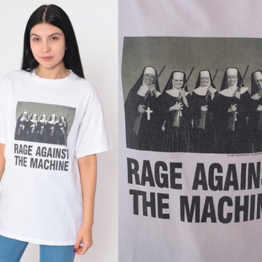 Rage Against the Machine Shirt 90s Rock Band T-Shirt Nuns and Guns Graphic Tee R Logo Music Tour Concert Tshirt Vintage 1990s Mens Medium M 