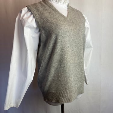 Vintage lambswool sweater vest~ heather gray by Norm Thompson Scotland wool sweater unisex androgynous preppy classic Size Medium 