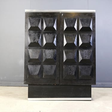 Black brutalist bar cabinet, 1970s - vintage black brutalist bar cabinet - vintage brutalist cabinet - brutalist design 