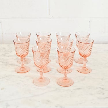 vintage french pink glass aperitif glasses
